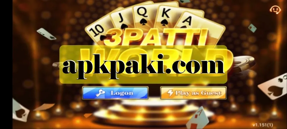 3Patti World title screen showing "Logon" and "Play as Guest" buttons (screenshot).